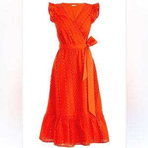 J. Crew eyelet wrap resort Orange Midi Dress
